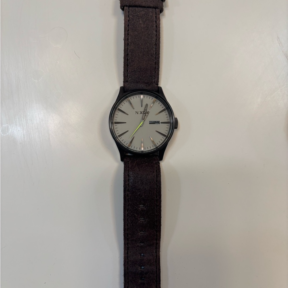 Nixon Black Case with Dark Brown Strap Watch